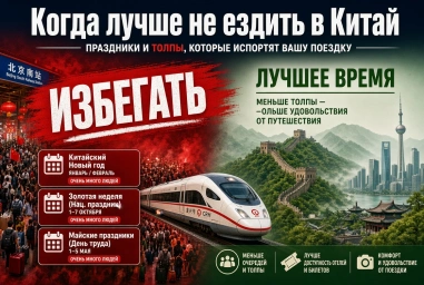 Когда лучше не ехать в Китай : красные даты 2027, когда поезда забиты, а туристу будет некомфортно
